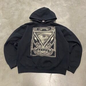 Tony Hawk Mens Graphic Hoodie Black All Seeing Eye Triangle Skater Sweatshirt M